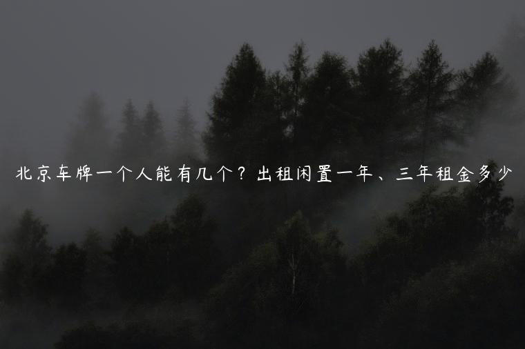 北京车牌一个人能有几个？出租闲置一年、三年租金多少