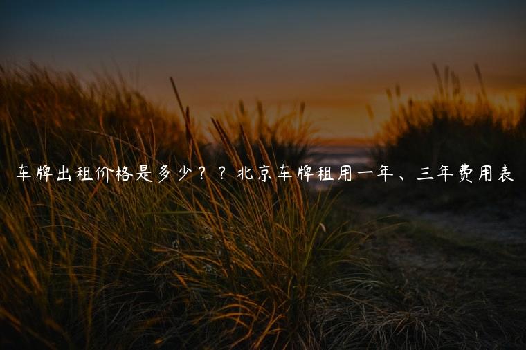 车牌出租价格是多少？？北京车牌租用一年、三年费用表