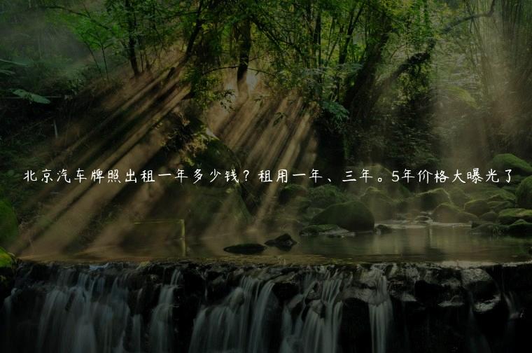 北京汽车牌照出租一年多少钱？租用一年、三年。5年价格大曝光了