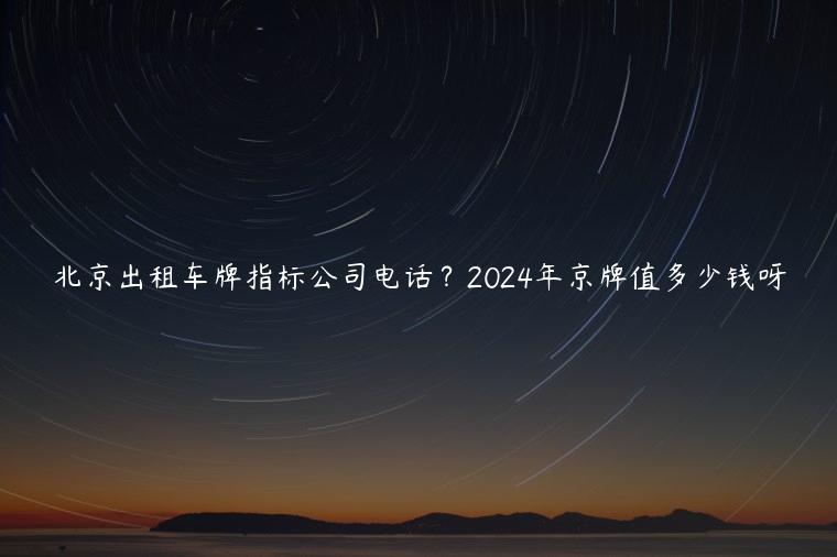 北京出租车牌指标公司电话？2024年京牌值多少钱呀