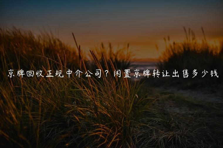 京牌回收正规中介公司？闲置京牌转让出售多少钱