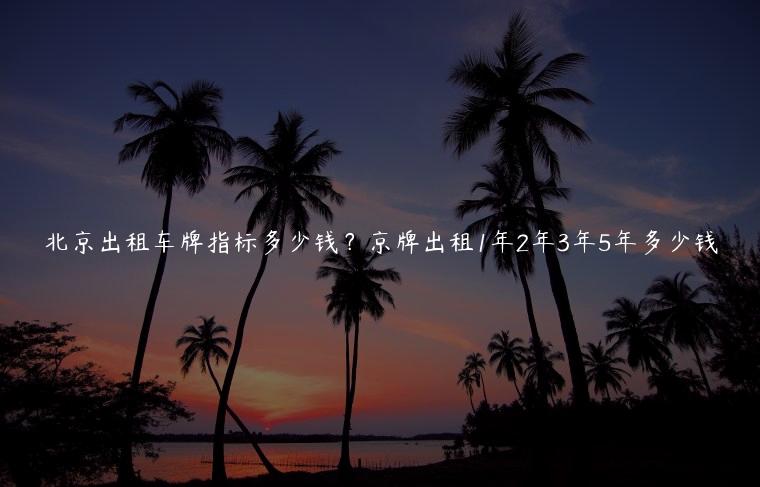 北京出租车牌指标多少钱？京牌出租1年2年3年5年多少钱