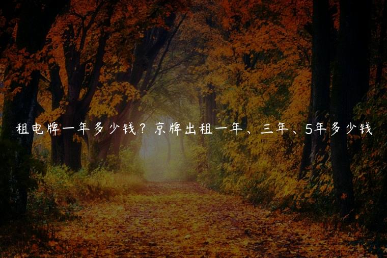 租电牌一年多少钱？京牌出租一年、三年、5年多少钱