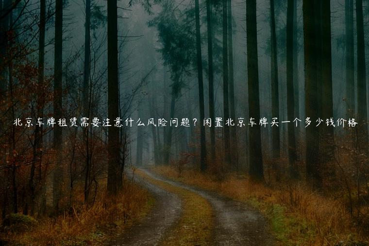 北京车牌租赁需要注意什么风险问题？闲置北京车牌买一个多少钱价格