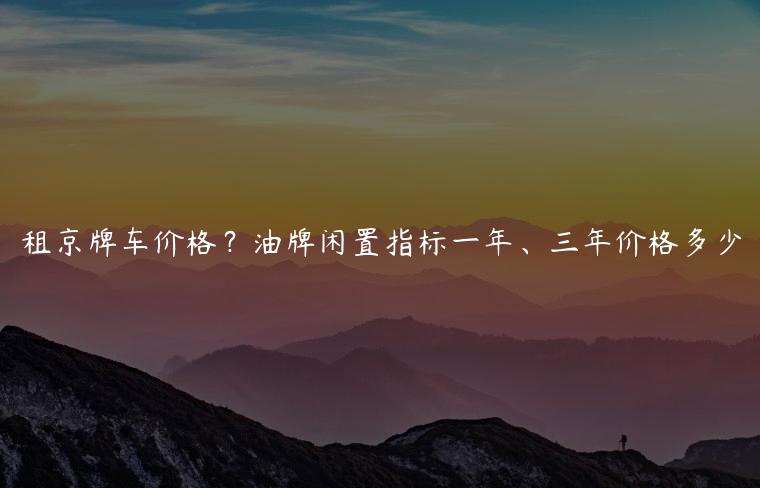 租京牌车价格？油牌闲置指标一年、三年价格多少