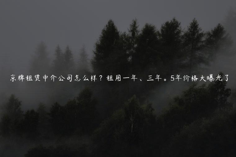 京牌租赁中介公司怎么样？租用一年、三年。5年价格大曝光了