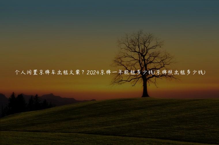 个人闲置京牌车出租文案？2024京牌一年能租多少钱(京牌照出租多少钱)