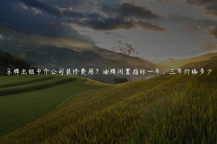 京牌出租中介公司装修费用？油牌闲置指标一年、三年价格多少