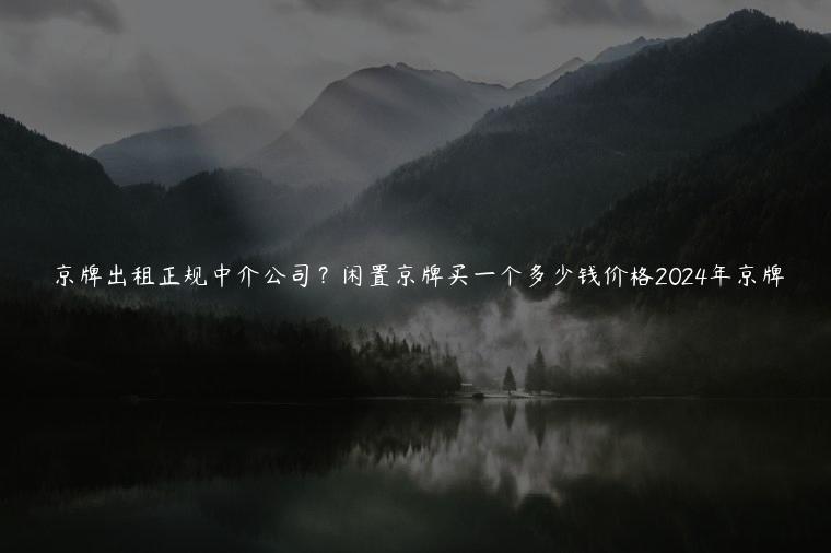 京牌出租正规中介公司？闲置京牌买一个多少钱价格2024年京牌