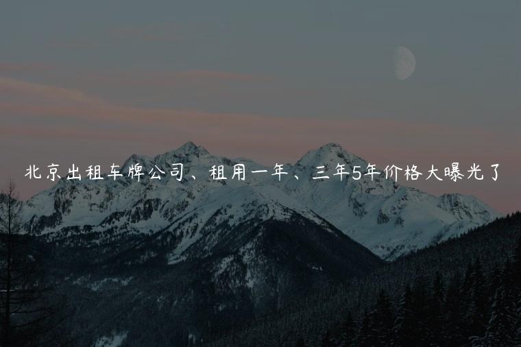 北京出租车牌公司、租用一年、三年5年价格大曝光了