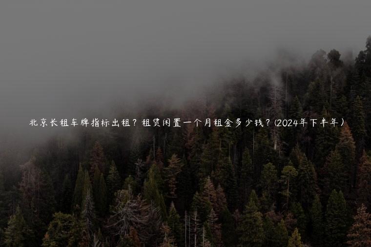 北京长租车牌指标出租？租赁闲置一个月租金多少钱？(2024年下半年）