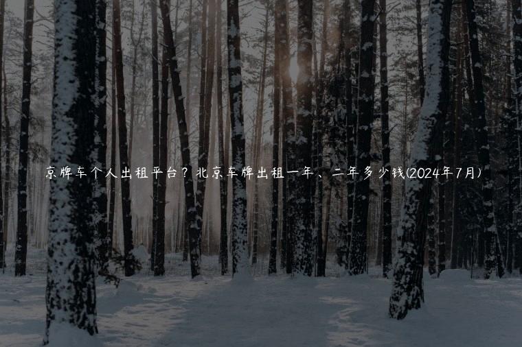 京牌车个人出租平台？北京车牌出租一年、二年多少钱(2024年7月)