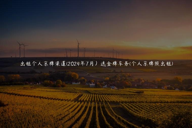 出租个人京牌渠道(2024年7月）选金牌车务(个人京牌照出租)