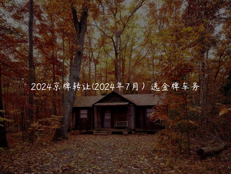 2024京牌转让(2024年7月）选金牌车务