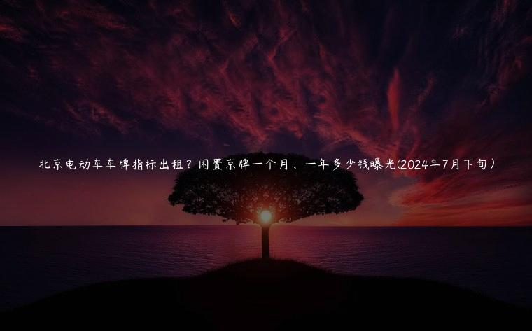 北京电动车车牌指标出租？闲置京牌一个月、一年多少钱曝光(2024年7月下旬）