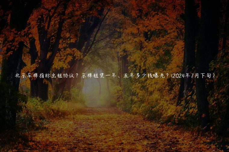 北京车牌指标出租协议？京牌租赁一年、五年多少钱曝光？(2024年7月下旬）
