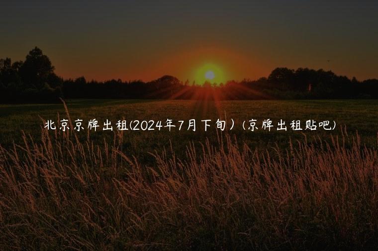 北京京牌出租(2024年7月下旬）(京牌出租贴吧)