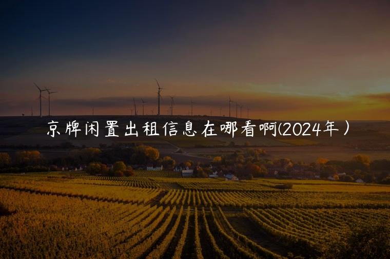 京牌闲置出租信息在哪看啊(2024年）