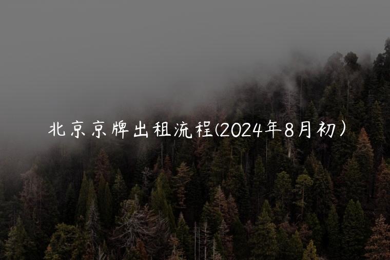 北京京牌出租流程(2024年8月初）