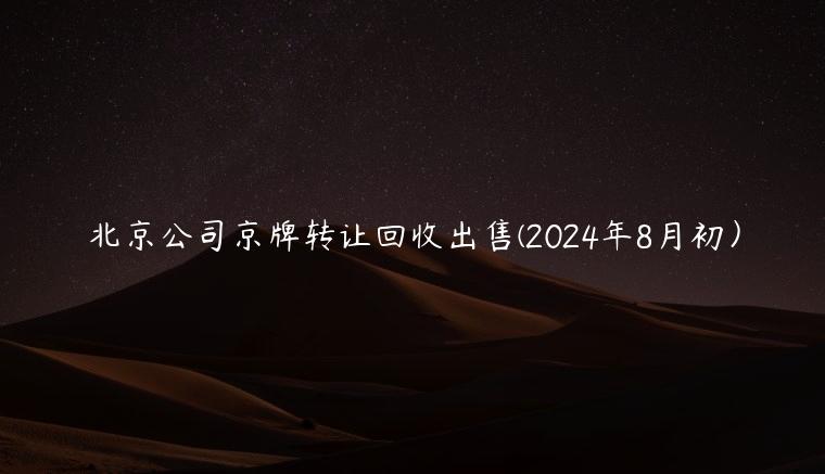 北京公司京牌转让回收出售(2024年8月初）