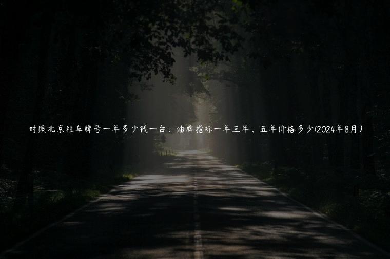 对照北京租车牌号一年多少钱一台、油牌指标一年三年、五年价格多少(2024年8月）