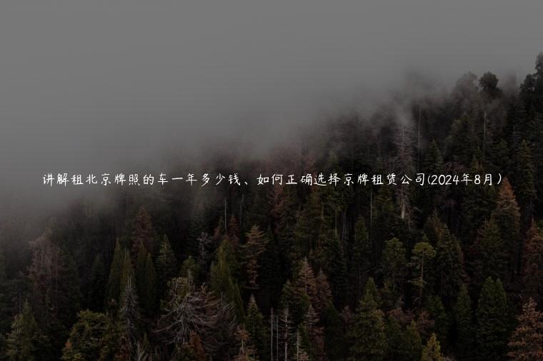 讲解租北京牌照的车一年多少钱、如何正确选择京牌租赁公司(2024年8月）