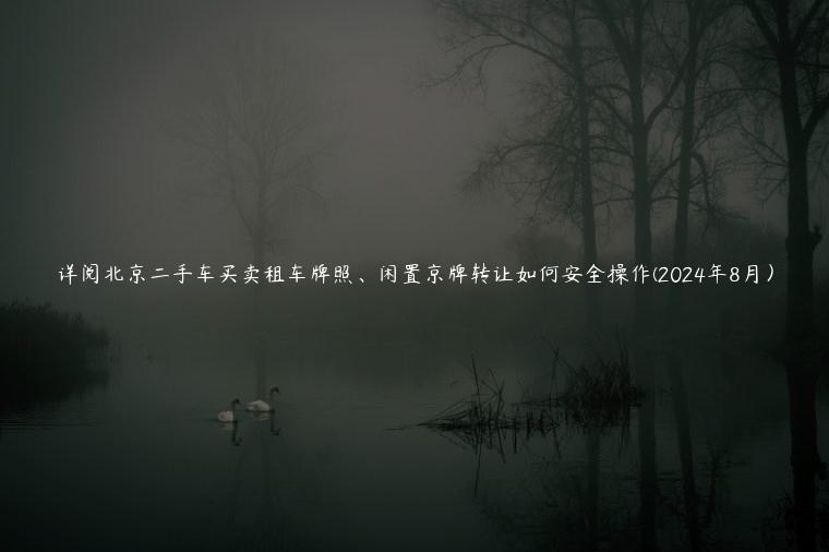 详阅北京二手车买卖租车牌照、闲置京牌转让如何安全操作(2024年8月）