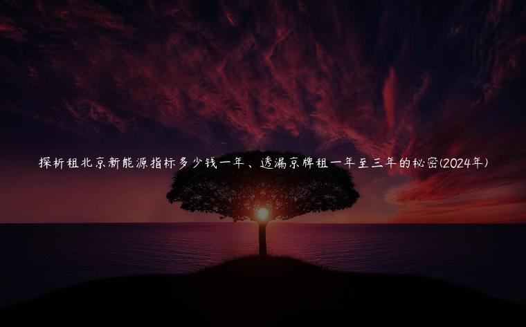 探析租北京新能源指标多少钱一年、透漏京牌租一年至三年的秘密(2024年)