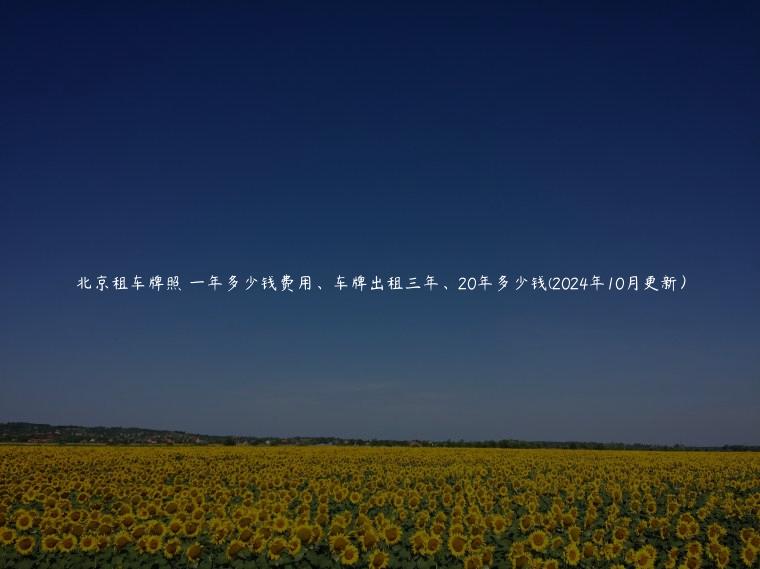 北京租车牌照 一年多少钱费用、车牌出租三年、20年多少钱(2024年10月更新）