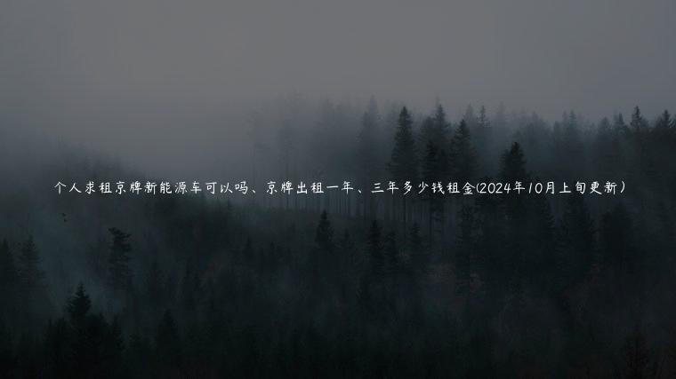 个人求租京牌新能源车可以吗、京牌出租一年、三年多少钱租金(2024年10月上旬更新）