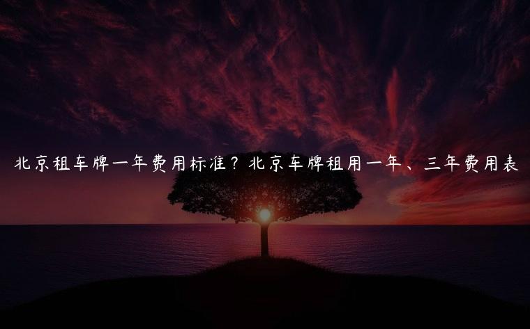 北京租车牌一年费用标准？北京车牌租用一年、三年费用表