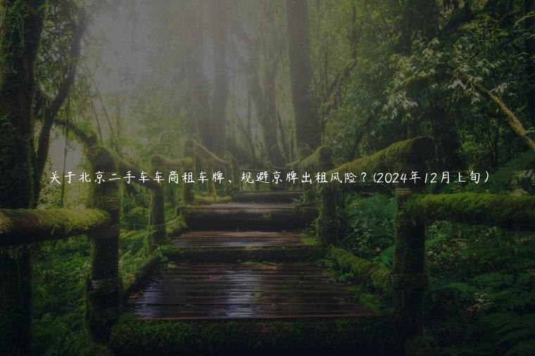 关于北京二手车车商租车牌、规避京牌出租风险？(2024年12月上旬）