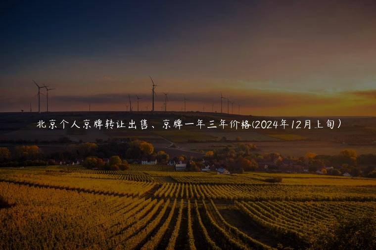 北京个人京牌转让出售、京牌一年三年价格(2024年12月上旬）