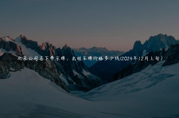 北京公司名下带京牌、出租车牌价格多少钱(2024年12月上旬）