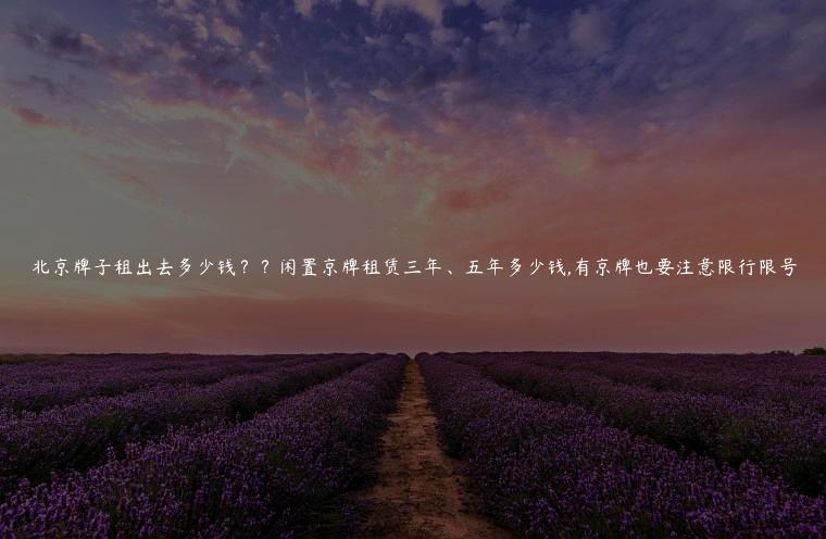 北京牌子租出去多少钱？？闲置京牌租赁三年、五年多少钱,有京牌也要注意限行限号