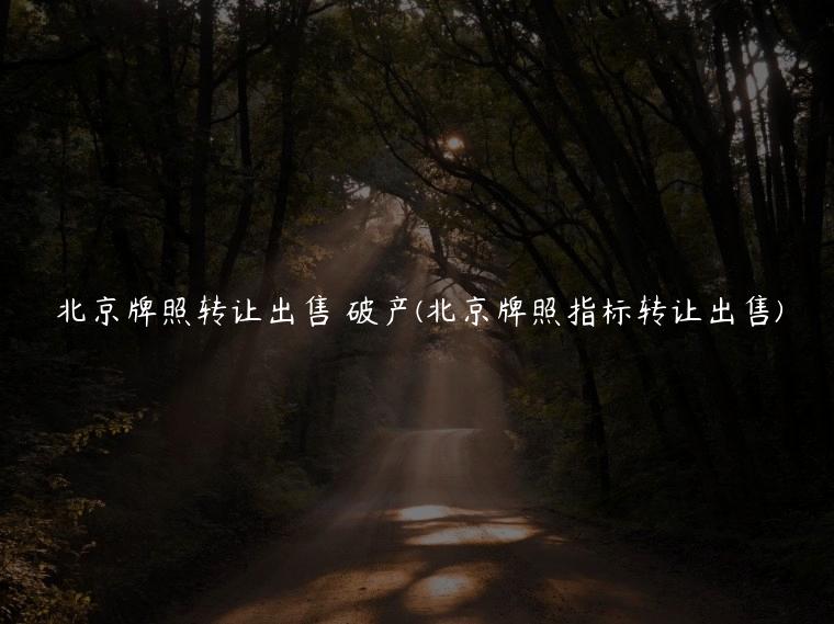北京牌照转让出售 破产(北京牌照指标转让出售)