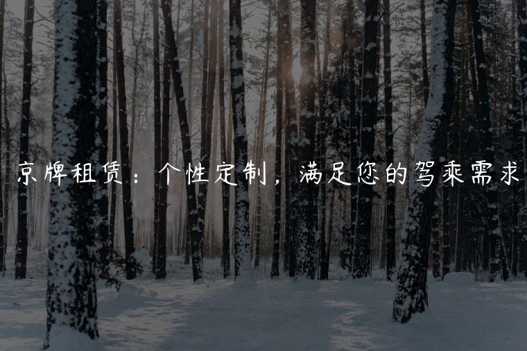 京牌租赁：个性定制，满足您的驾乘需求