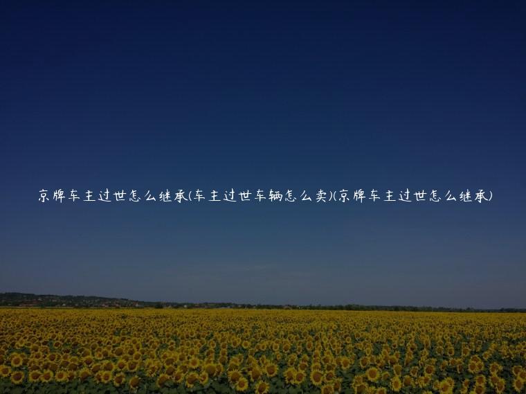 京牌车主过世怎么继承(车主过世车辆怎么卖)(京牌车主过世怎么继承)