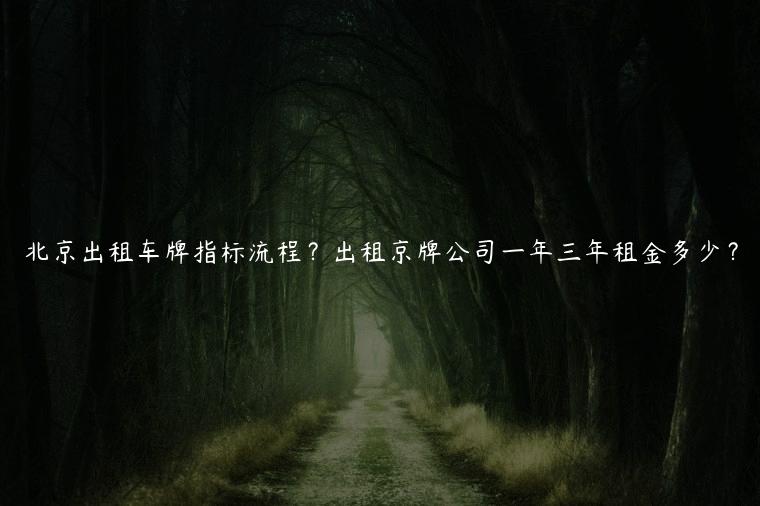 北京出租车牌指标流程？出租京牌公司一年三年租金多少？
