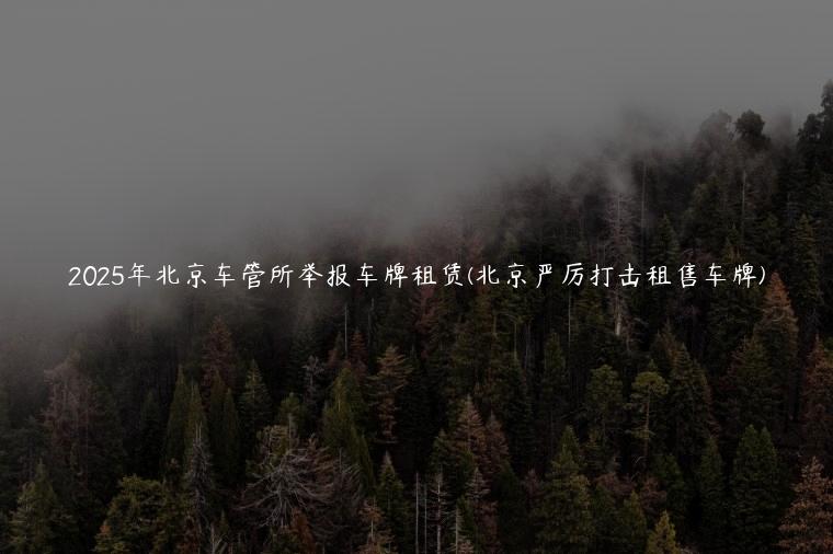 2025年北京车管所举报车牌租赁(北京严厉打击租售车牌)