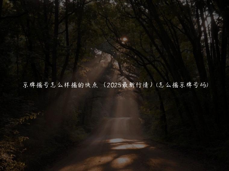 京牌摇号怎么样摇的快点 （2025最新行情）(怎么摇京牌号码)