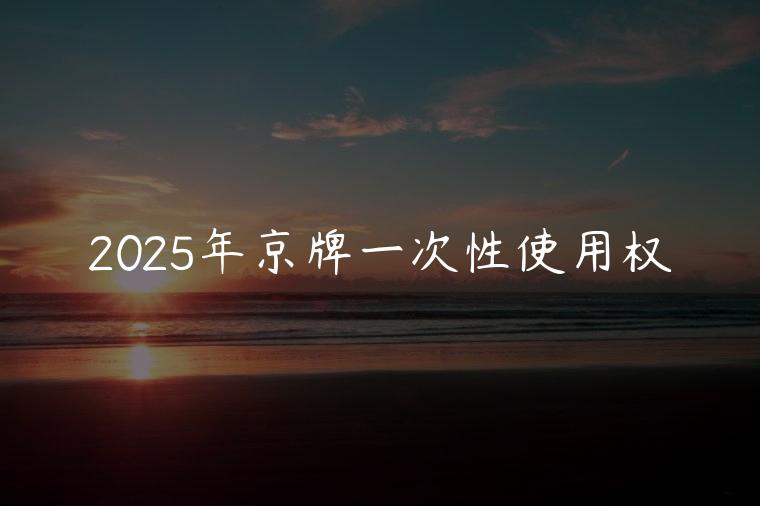 2025年京牌一次性使用权