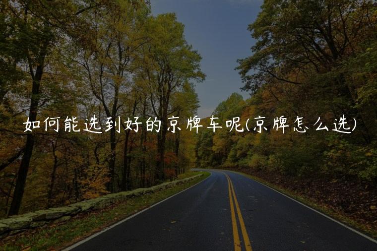 如何能选到好的京牌车呢(京牌怎么选)