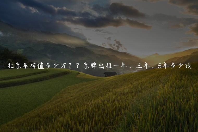 北京车牌值多少万？？京牌出租一年、三年、5年多少钱