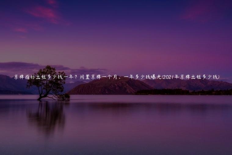 京牌指标出租多少钱一年？闲置京牌一个月、一年多少钱曝光(2021年京牌出租多少钱)