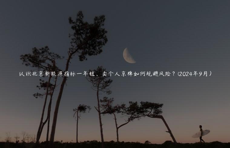 认识北京新能源指标一年租、卖个人京牌如何规避风险？(2024年9月）