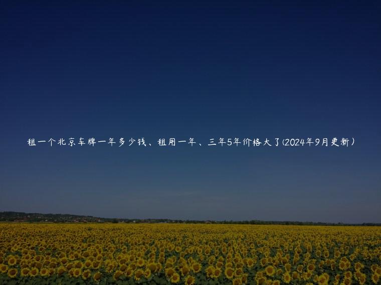 租一个北京车牌一年多少钱、租用一年、三年5年价格大了(2024年9月更新）