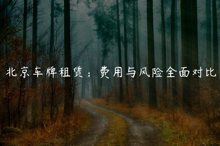 北京车牌租赁：费用与风险全面对比