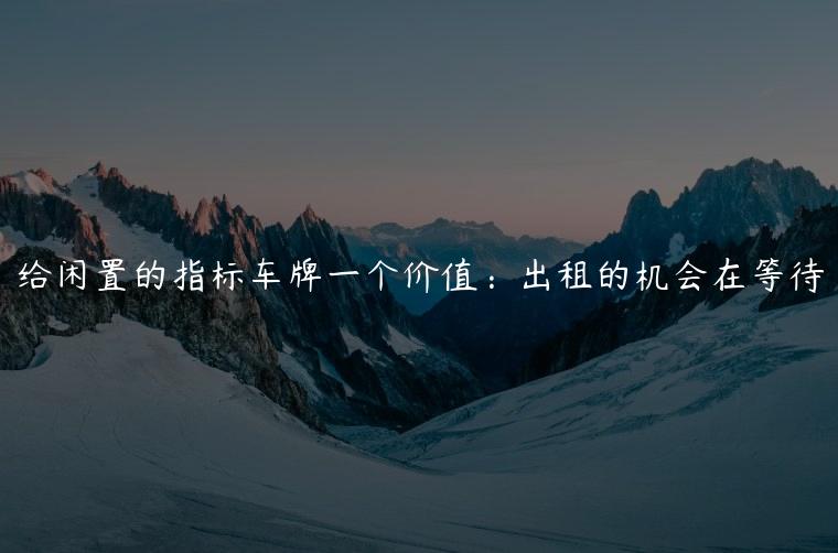 给闲置的指标车牌一个价值：出租的机会在等待