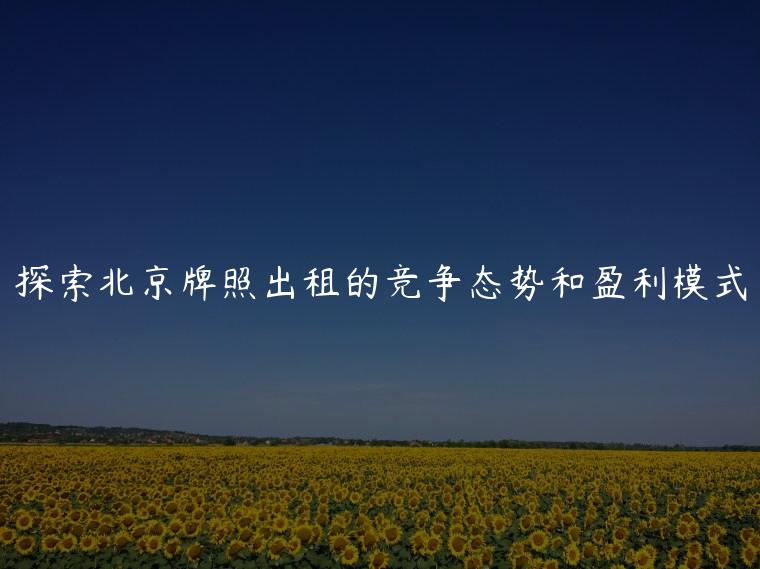 探索北京牌照出租的竞争态势和盈利模式